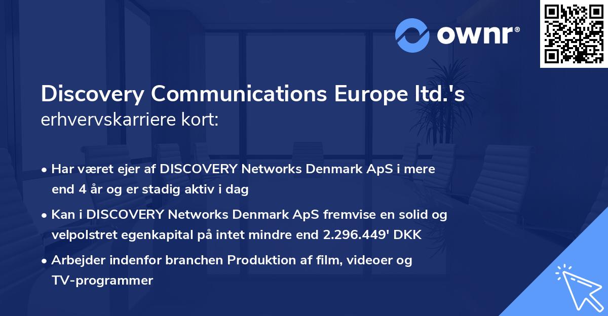Discovery Communications Europe ltd.'s erhvervskarriere kort