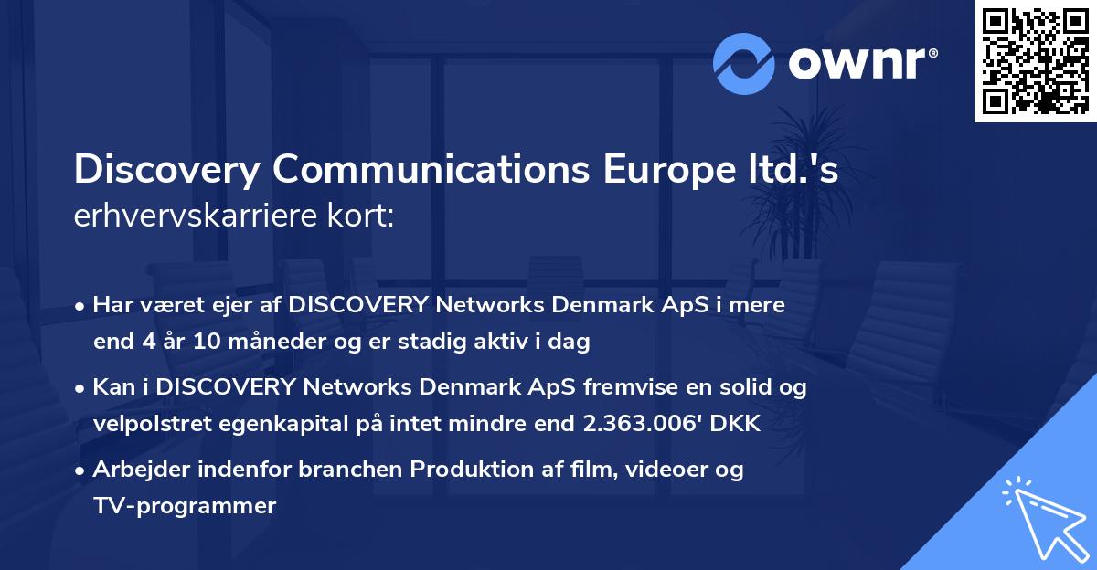 Discovery Communications Europe ltd.'s erhvervskarriere kort