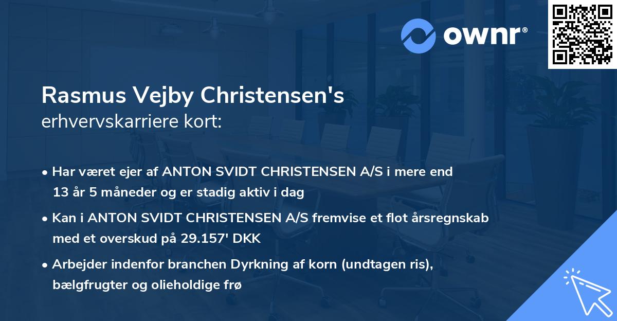 Rasmus Vejby Christensen's erhvervskarriere kort