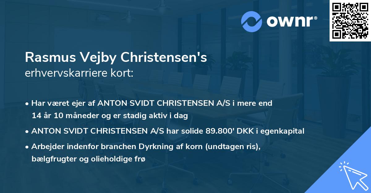 Rasmus Vejby Christensen's erhvervskarriere kort