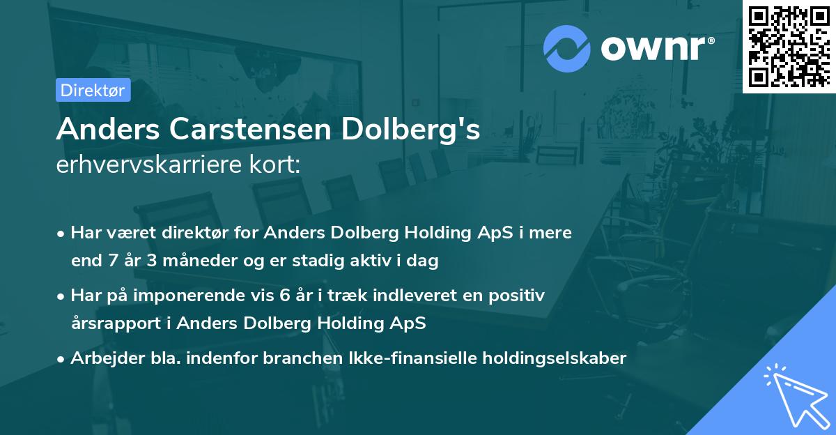 Anders Carstensen Dolberg's erhvervskarriere kort
