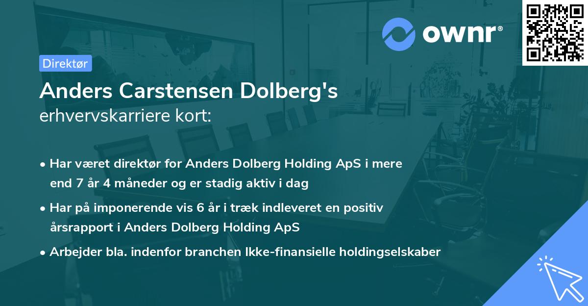 Anders Carstensen Dolberg's erhvervskarriere kort