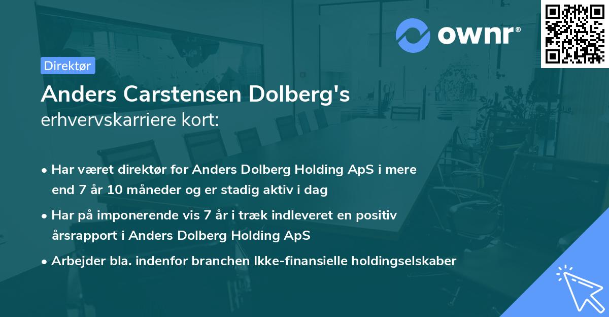 Anders Carstensen Dolberg's erhvervskarriere kort