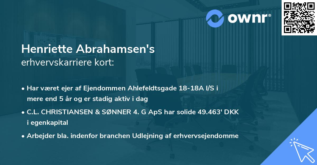 Henriette Abrahamsen's erhvervskarriere kort