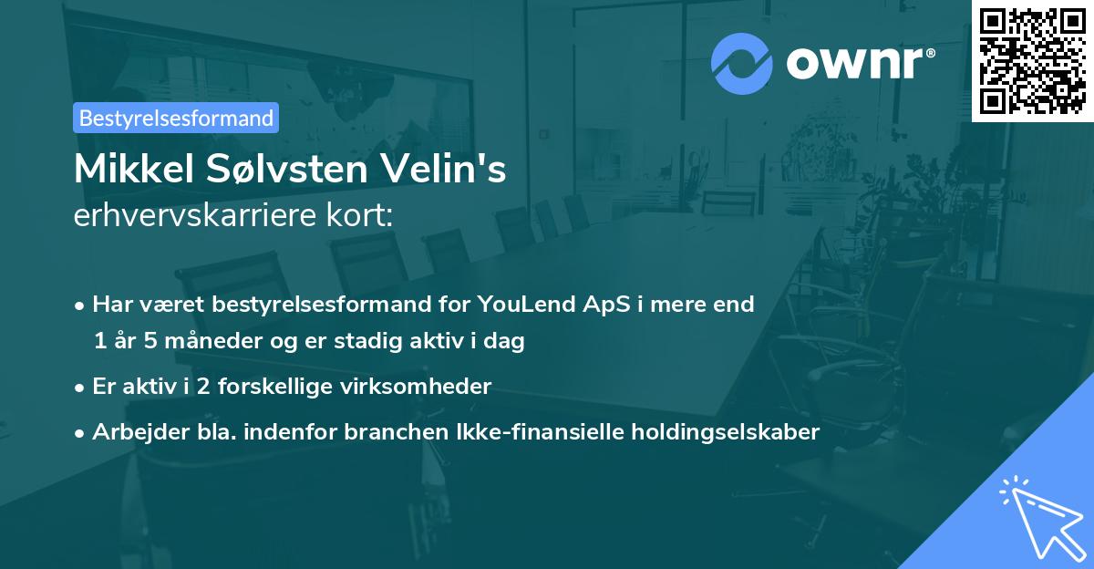 Mikkel Sølvsten Velin's erhvervskarriere kort
