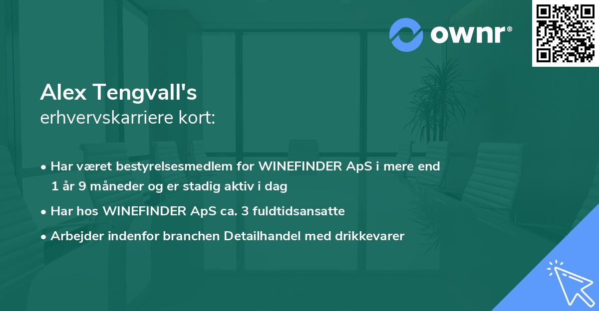 Alex Tengvall's erhvervskarriere kort