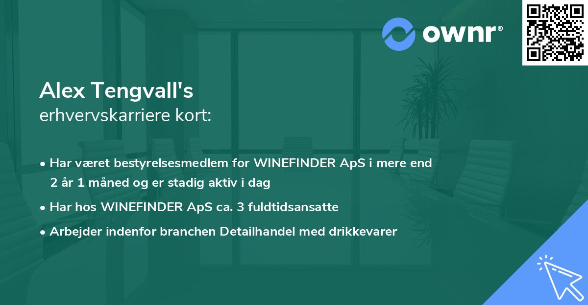 Alex Tengvall's erhvervskarriere kort