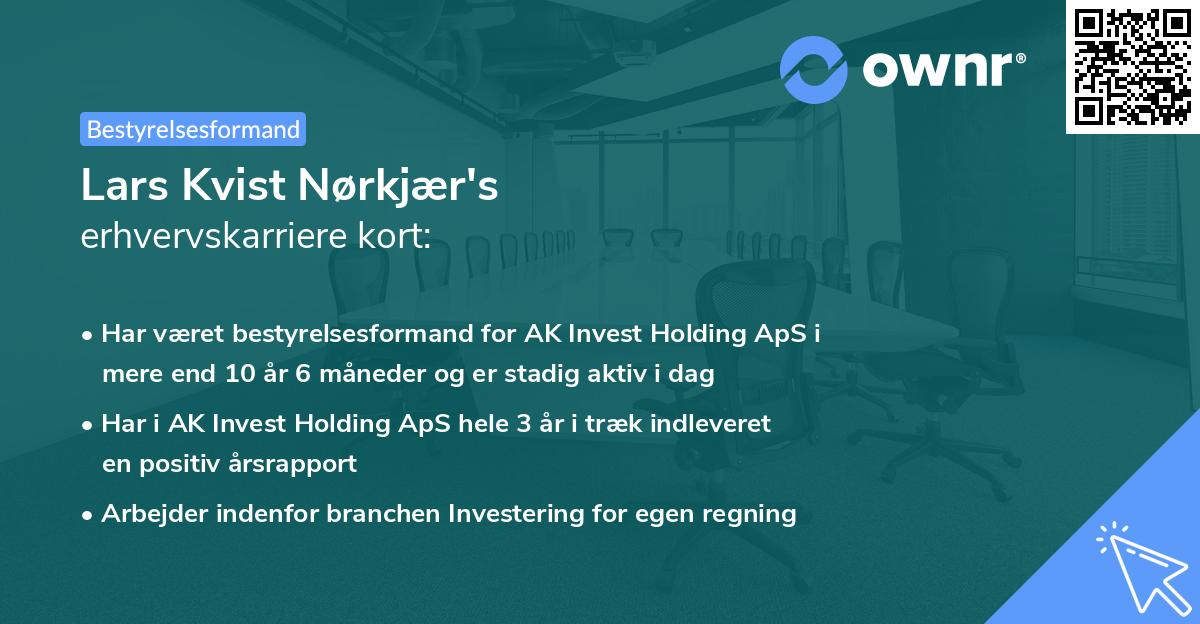 Lars Kvist Nørkjær's erhvervskarriere kort