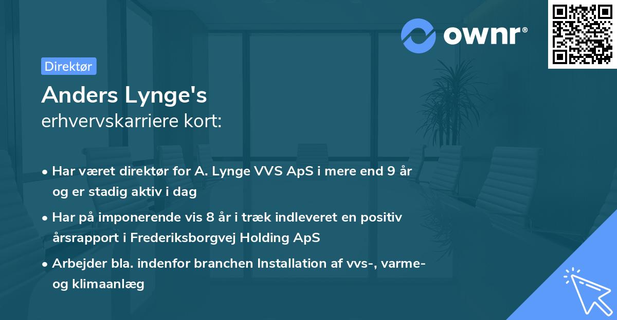 Anders Lynge's erhvervskarriere kort