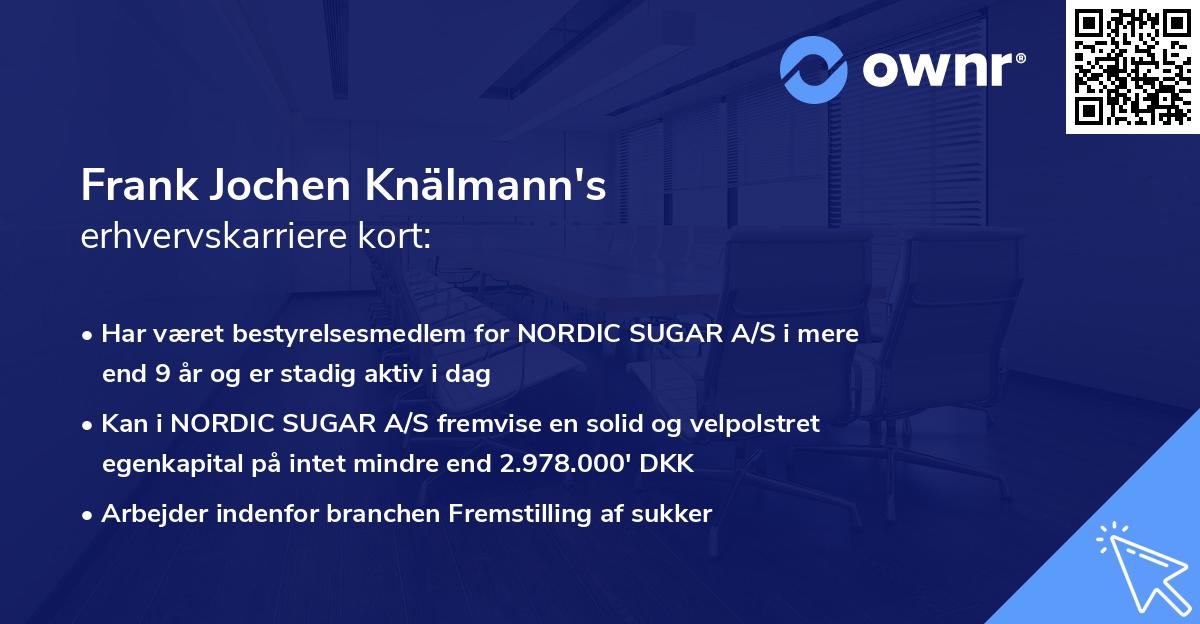 Frank Jochen Knälmann's erhvervskarriere kort