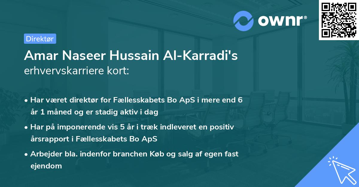 Amar Naseer Hussain Al-Karradi's erhvervskarriere kort