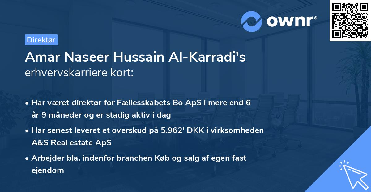 Amar Naseer Hussain Al-Karradi's erhvervskarriere kort