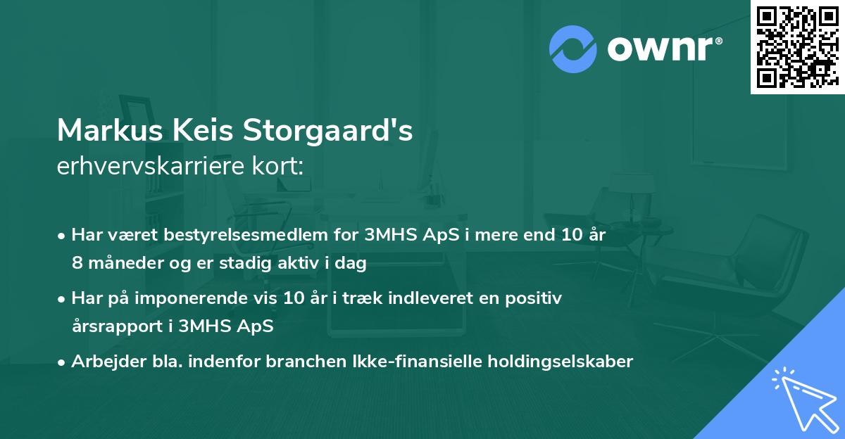 Markus Keis Storgaard's erhvervskarriere kort