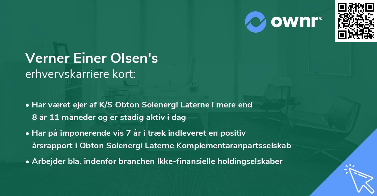 Verner Einer Olsen's erhvervskarriere kort