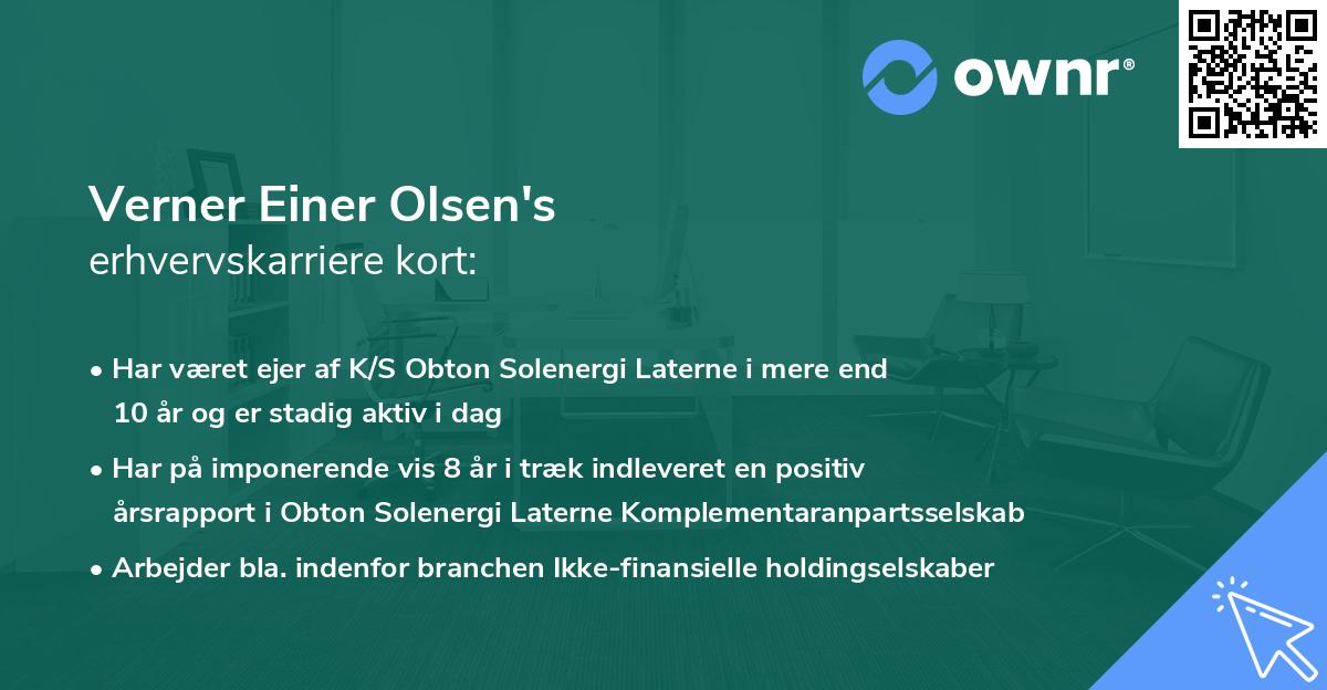 Verner Einer Olsen's erhvervskarriere kort