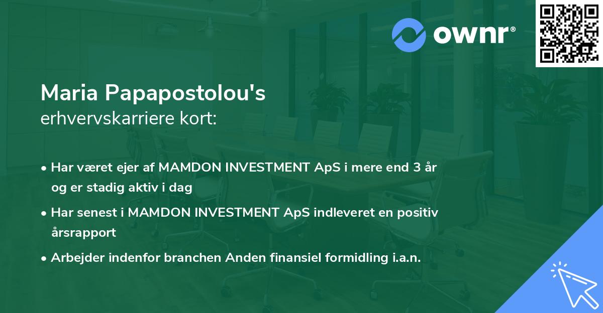 Maria Papapostolou's erhvervskarriere kort