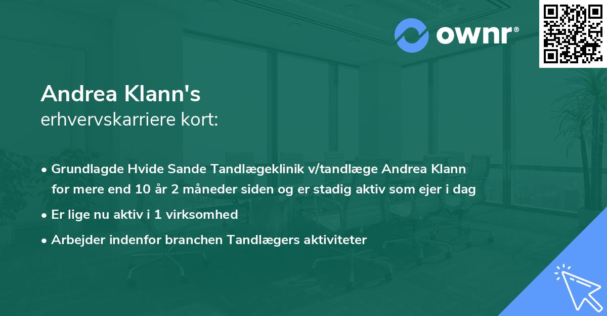 Andrea Klann's erhvervskarriere kort