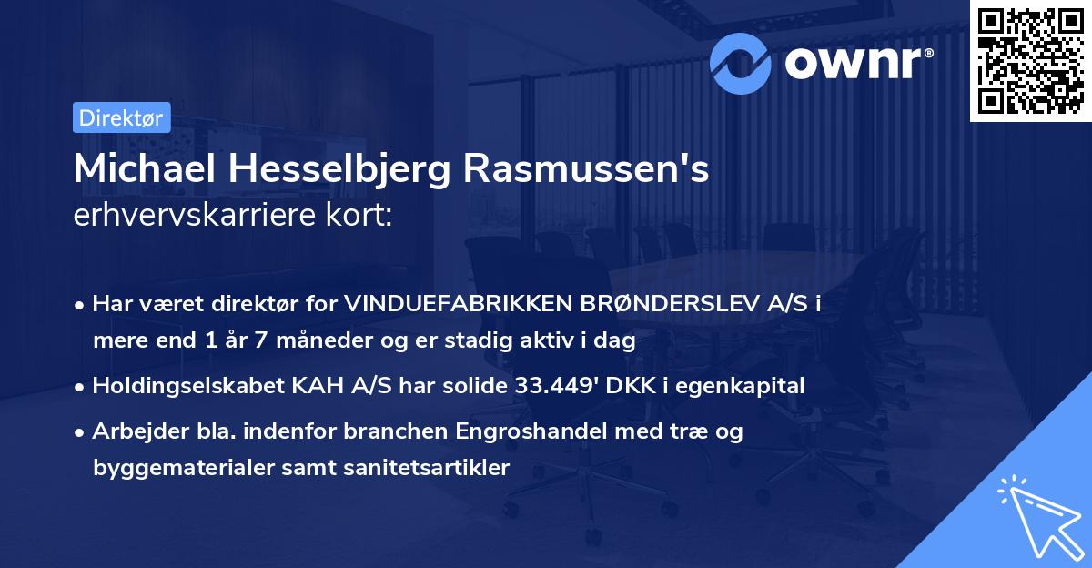 Michael Hesselbjerg Rasmussen's erhvervskarriere kort
