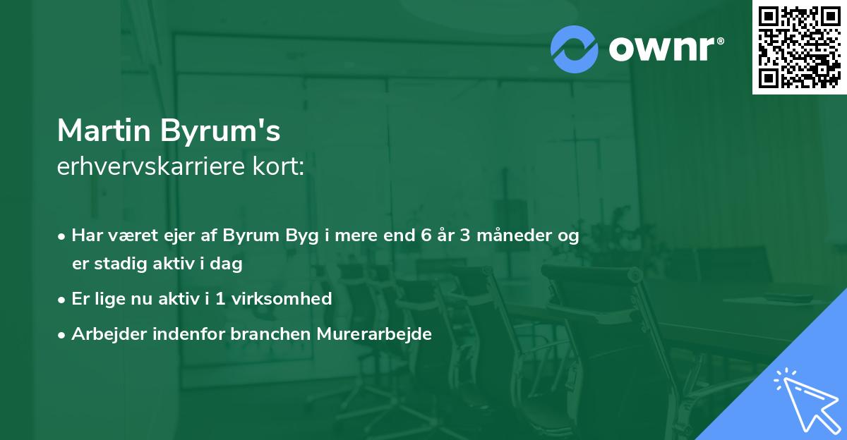 Martin Byrum's erhvervskarriere kort