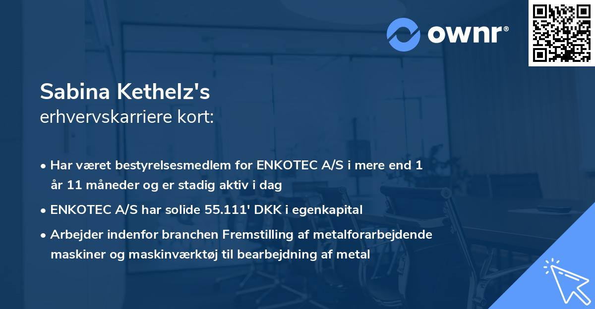 Sabina Kethelz's erhvervskarriere kort