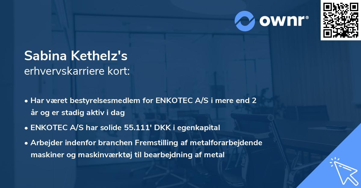 Sabina Kethelz's erhvervskarriere kort