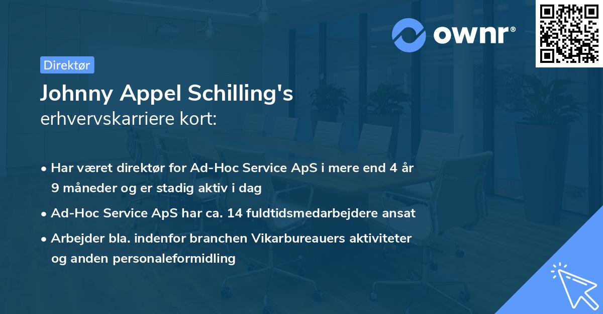 Johnny Appel Schilling's erhvervskarriere kort