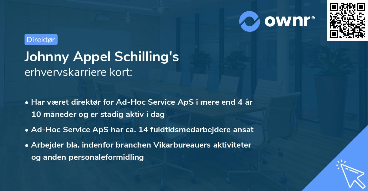 Johnny Appel Schilling's erhvervskarriere kort