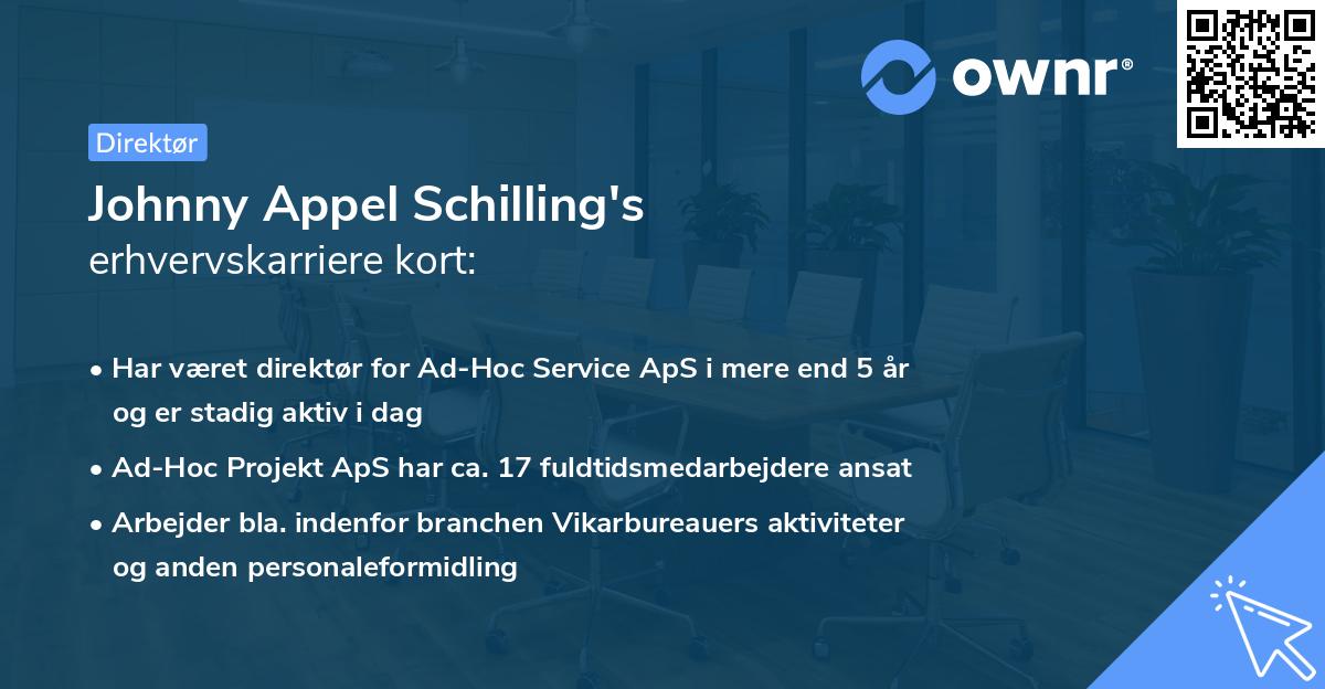 Johnny Appel Schilling's erhvervskarriere kort