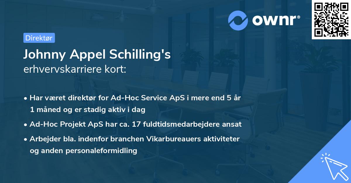Johnny Appel Schilling's erhvervskarriere kort