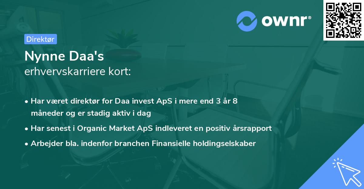 Nynne Daa's erhvervskarriere kort