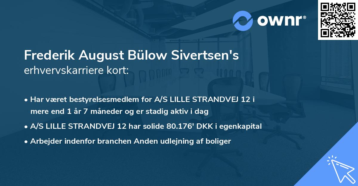 Frederik August Bülow Sivertsen's erhvervskarriere kort