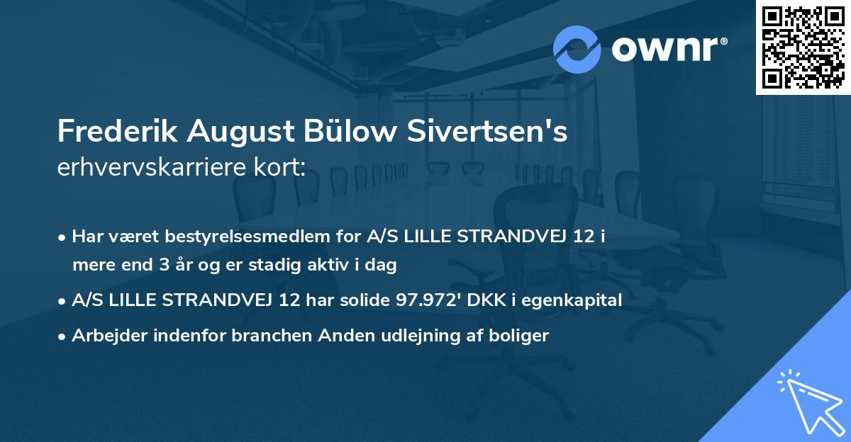 Frederik August Bülow Sivertsen's erhvervskarriere kort