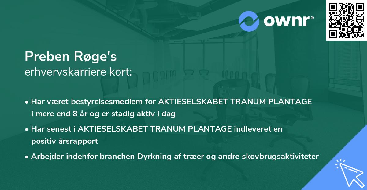 Preben Røge's erhvervskarriere kort