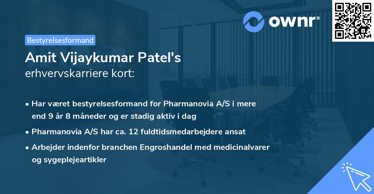Amit Vijaykumar Patel's erhvervskarriere kort