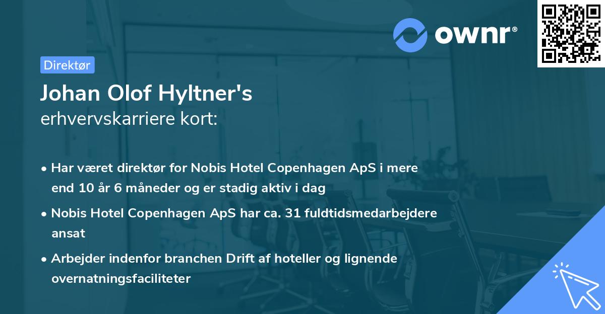 Johan Olof Hyltner's erhvervskarriere kort