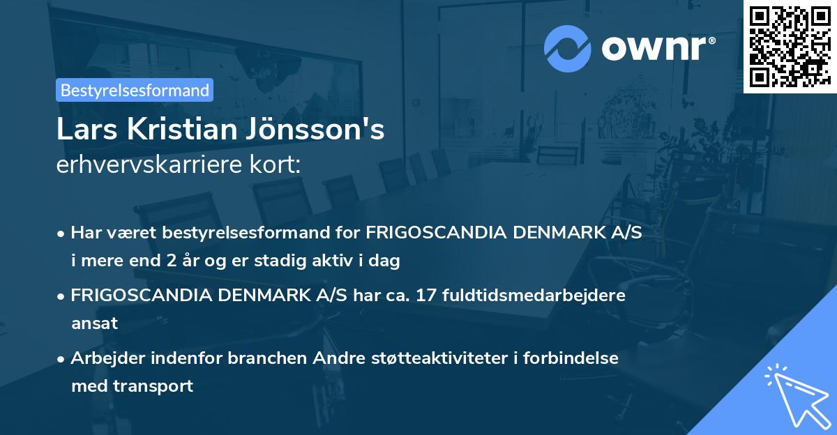 Lars Kristian Jönsson's erhvervskarriere kort