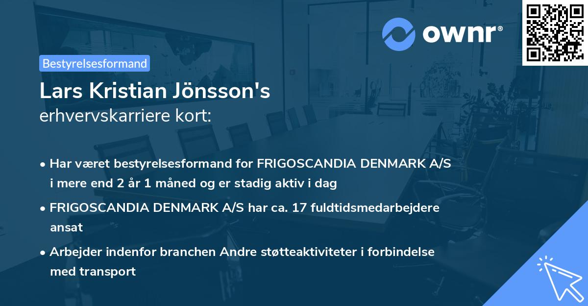 Lars Kristian Jönsson's erhvervskarriere kort