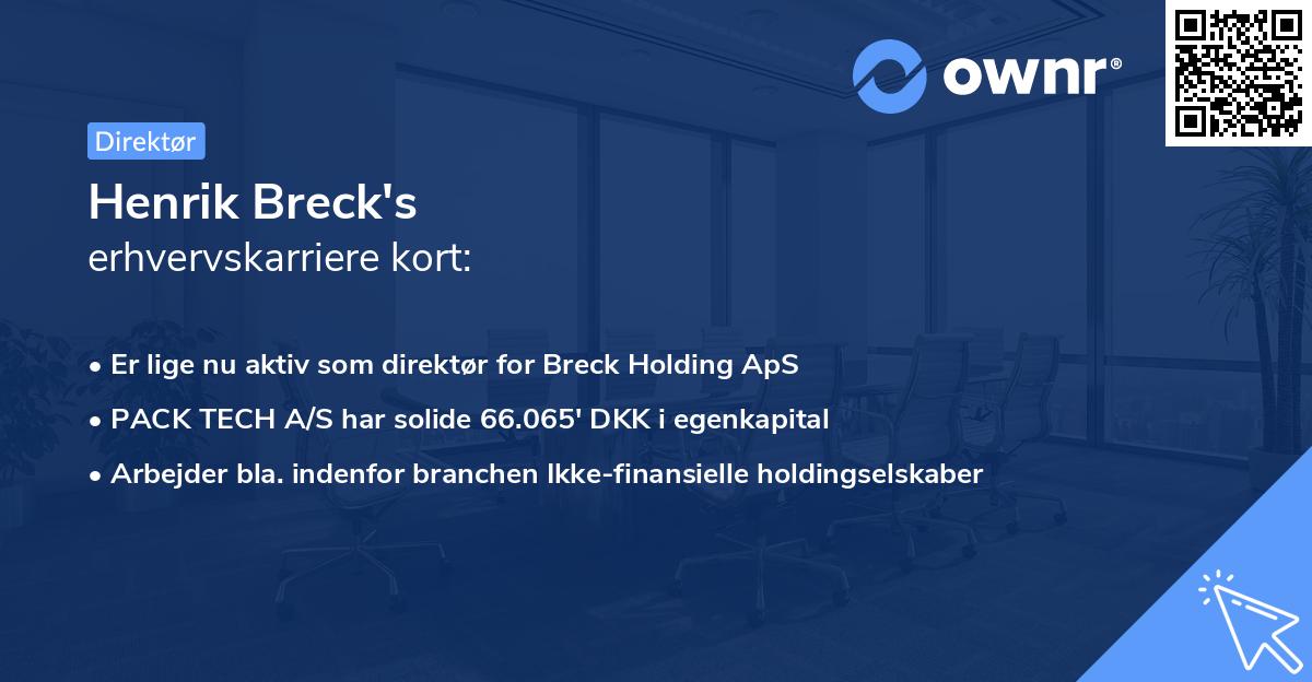 Henrik Breck's erhvervskarriere kort