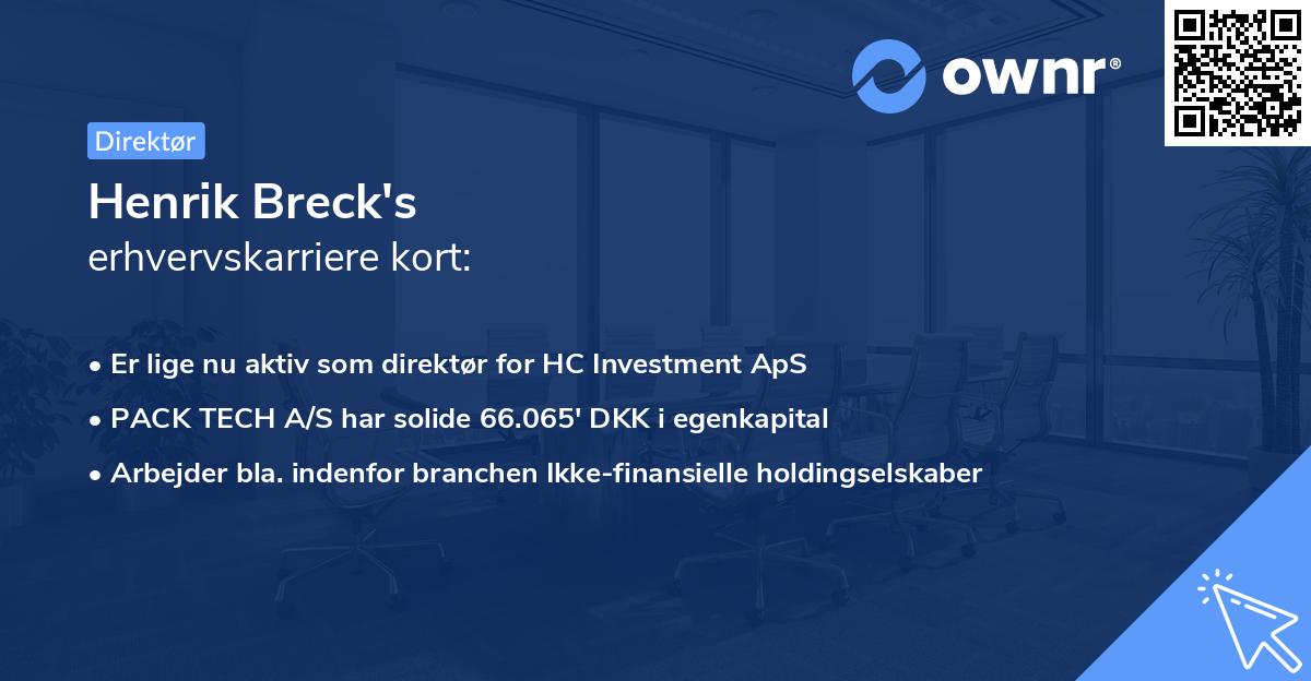 Henrik Breck's erhvervskarriere kort