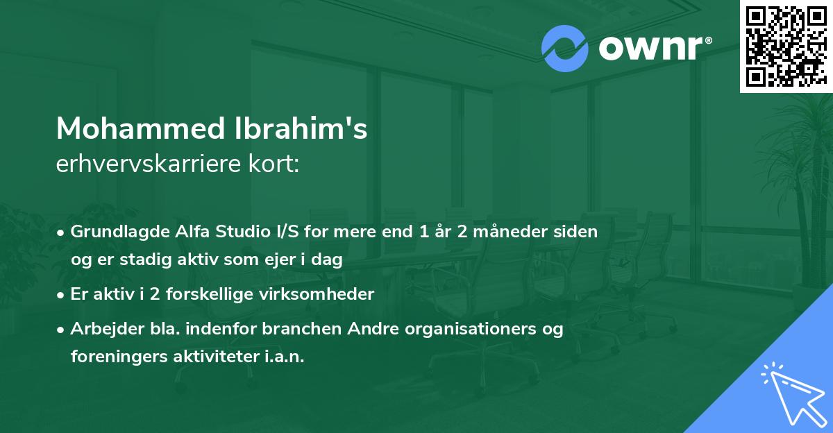 Mohammed Ibrahim's erhvervskarriere kort