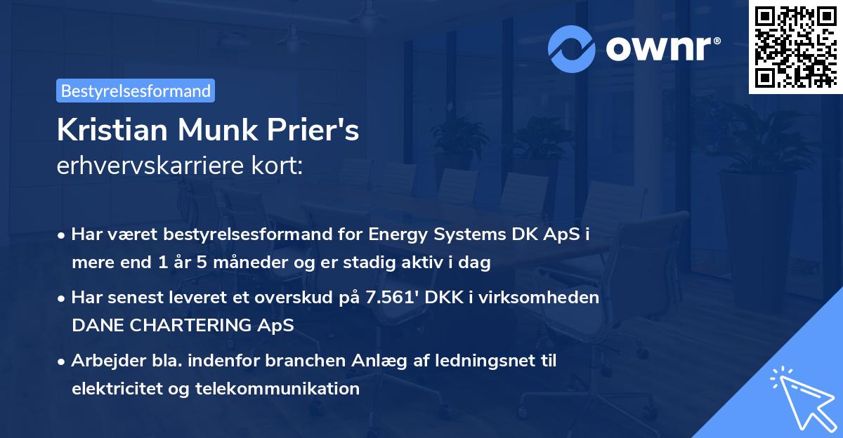 Kristian Munk Prier's erhvervskarriere kort