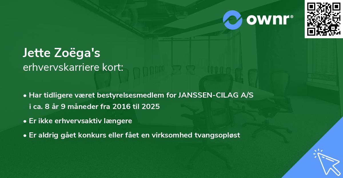 Jette Zoëga's erhvervskarriere kort