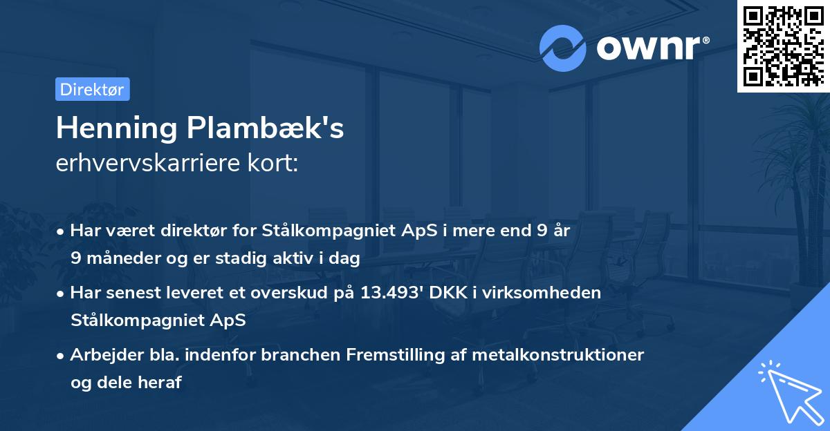 Henning Plambæk's erhvervskarriere kort
