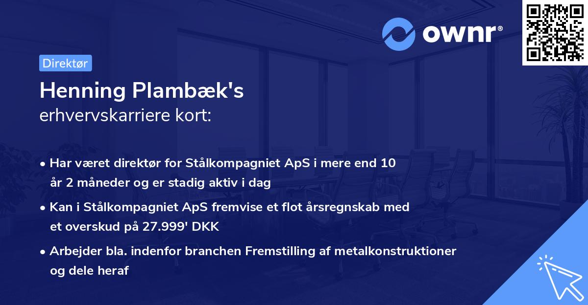 Henning Plambæk's erhvervskarriere kort