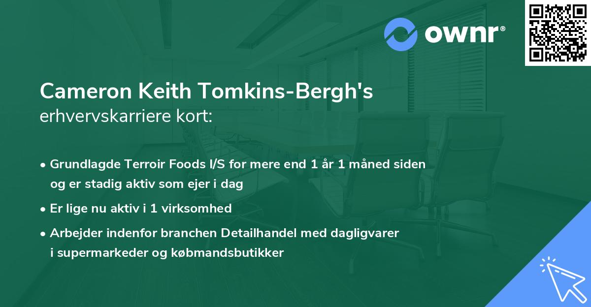 Cameron Keith Tomkins-Bergh's erhvervskarriere kort