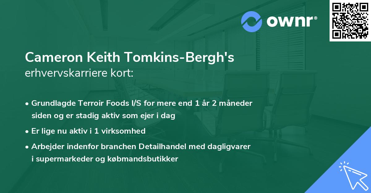 Cameron Keith Tomkins-Bergh's erhvervskarriere kort