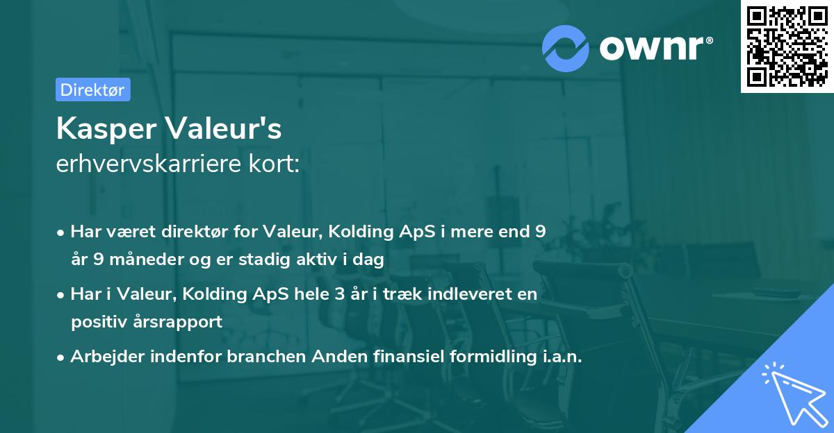 Kasper Valeur's erhvervskarriere kort