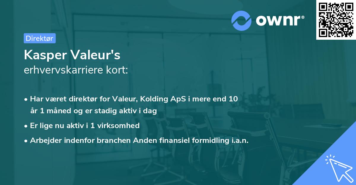 Kasper Valeur's erhvervskarriere kort