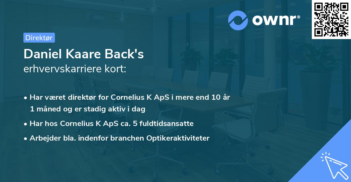 Daniel Kaare Back's erhvervskarriere kort