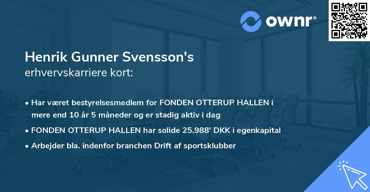 Henrik Gunner Svensson's erhvervskarriere kort